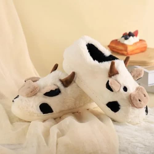Gaolinci Cartoon Cow Cotton Slippers for Women - US 11 (28cm/11in) | Warm Fuzzy Indoor Outdoor House Shoes thumbnail 5