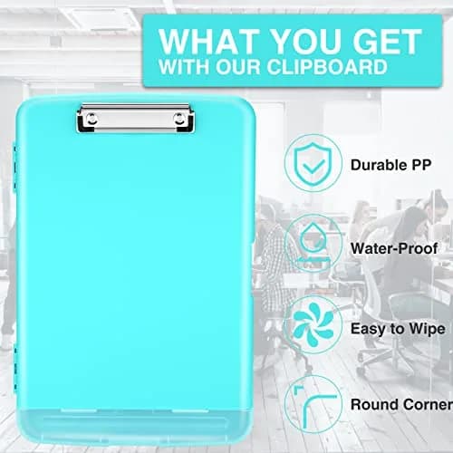 Sooez Storage Clipboard with Pen Holder 35.5 cm (14 in) | Mint Green, High Capacity for Students & Professionals thumbnail 4