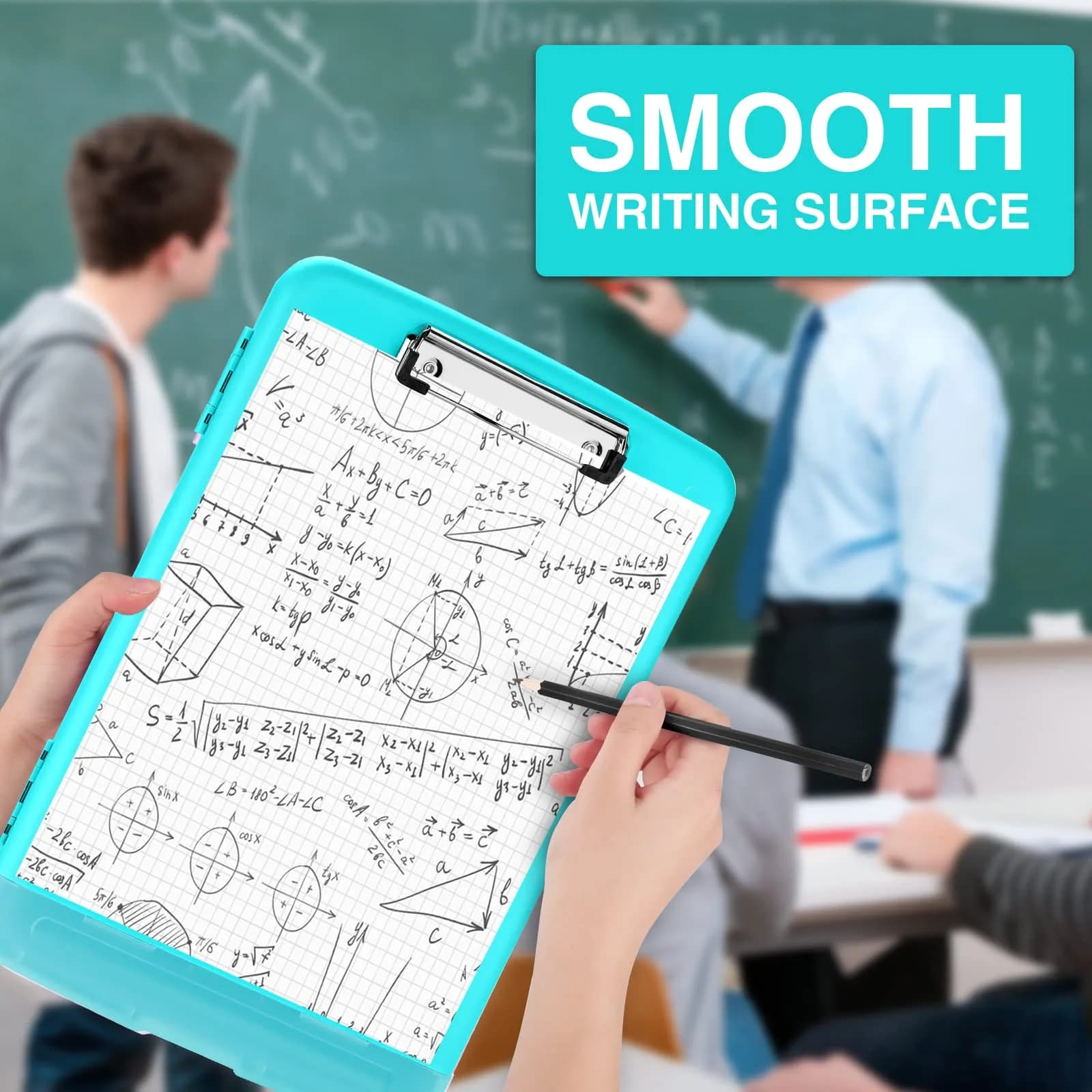 Sooez Sea Foam Green Storage Clipboard with Pen Holder & Compartments, 8.5x11 Letter Size | Organize School & Office Work - Mint Green - view 6