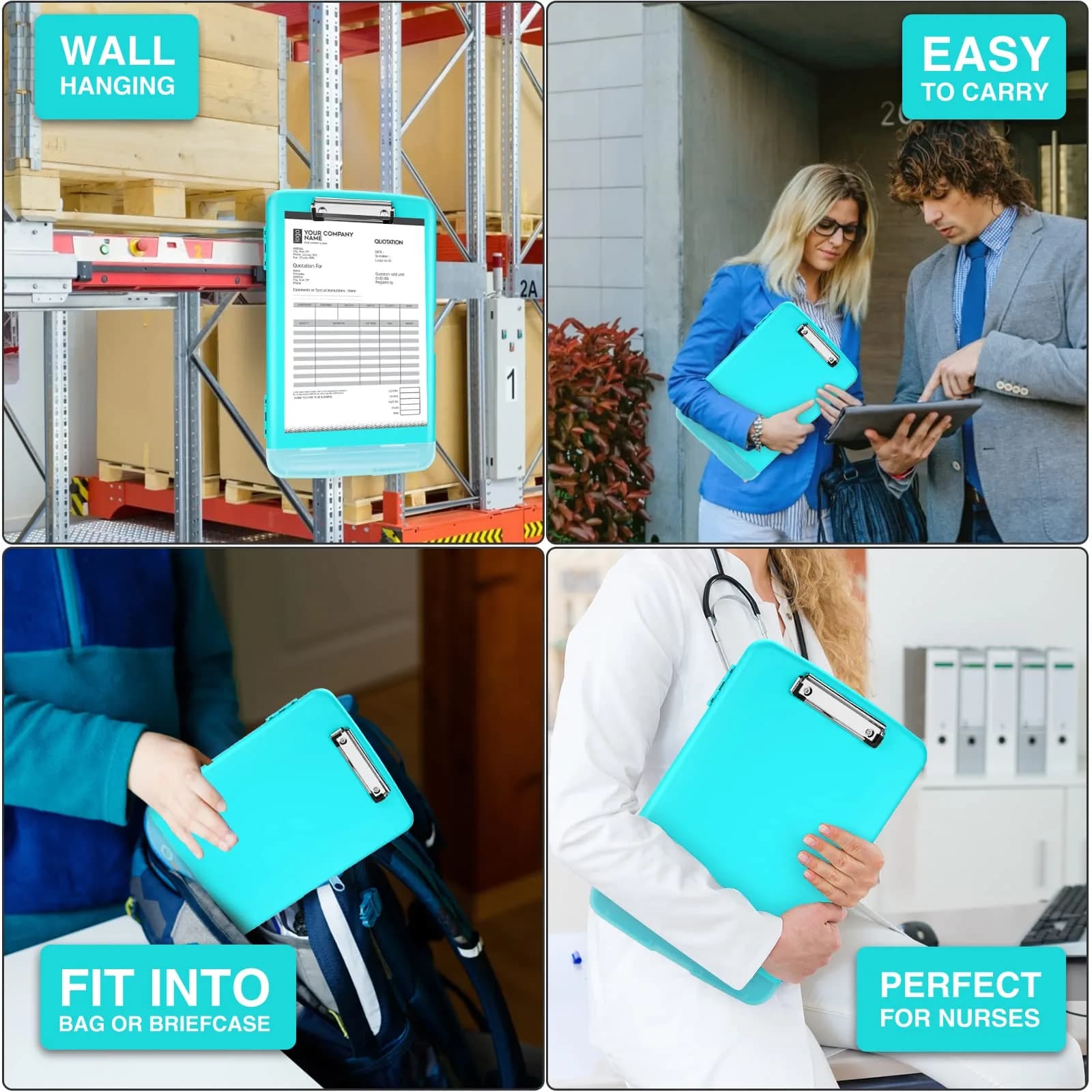 Sooez Sea Foam Green Storage Clipboard with Pen Holder & Compartments, 8.5x11 Letter Size | Organize School & Office Work - Mint Green - view 7
