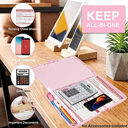 Sooez Storage Clipboard with Pen Holder & Compartments, 8.5x11 Letter Size, Light Pink | High Capacity for Students & Professionals thumbnail 4
