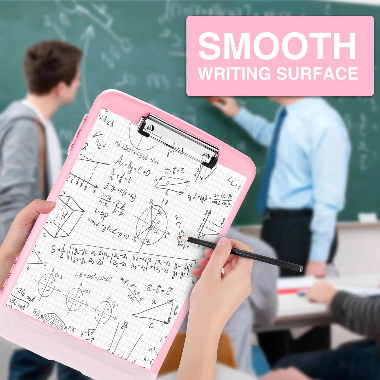 Sooez Light Pink Sea Foam Green Storage Clipboard with Pen Holder & Compartments, 8.5x11 Letter Size | Organize School & Office Work - view 5