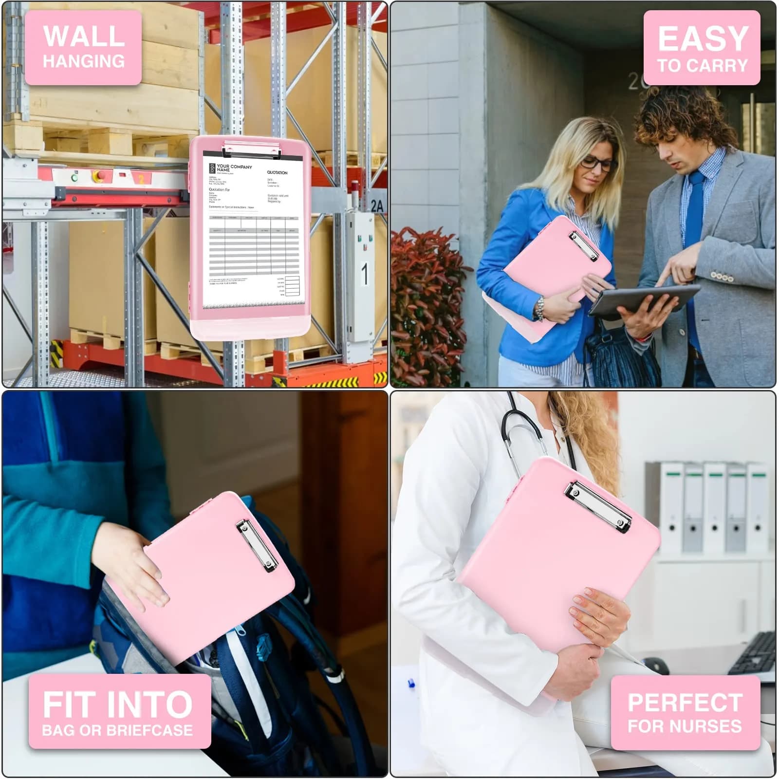 Sooez Light Pink Sea Foam Green Storage Clipboard with Pen Holder & Compartments, 8.5x11 Letter Size | Organize School & Office Work - view 6