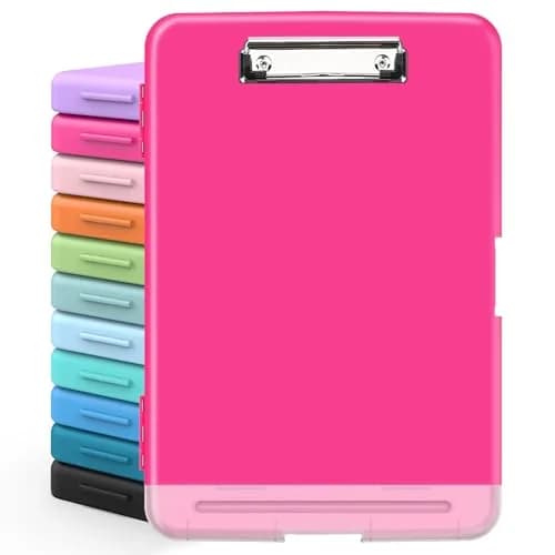 Sooez Storage Clipboard with Pen Holder, Heavy Duty Nursing Clipboard Folder, Plastic Clipboard for Women Teachers Work, School & Office Supplies (Rose Red, 8.5x11) - main product image