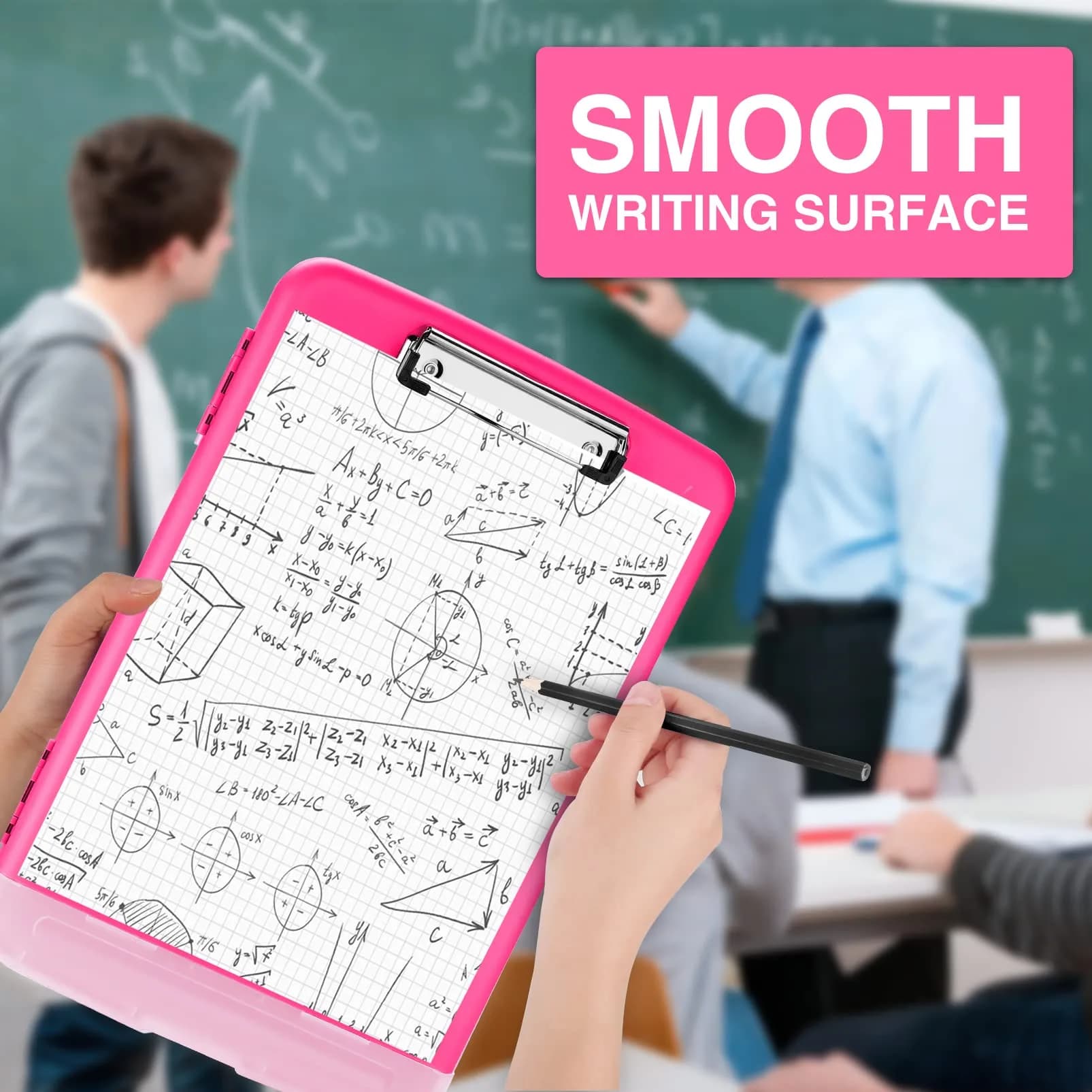 Sooez Storage Clipboard with Pen Holder, Heavy Duty Nursing Clipboard Folder, Plastic Clipboard for Women Teachers Work, School & Office Supplies (Rose Red, 8.5x11) - view 5