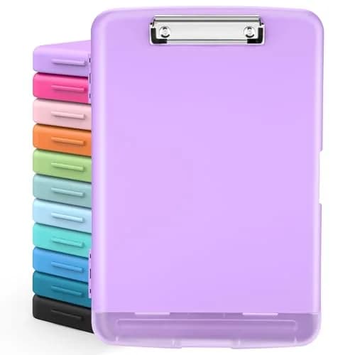 Sooez Storage Clipboard with Pen Holder, Heavy Duty Plastic Folder for 200+ Letter Size Documents, Light Purple | Professional Organizer for Field Work - main product image