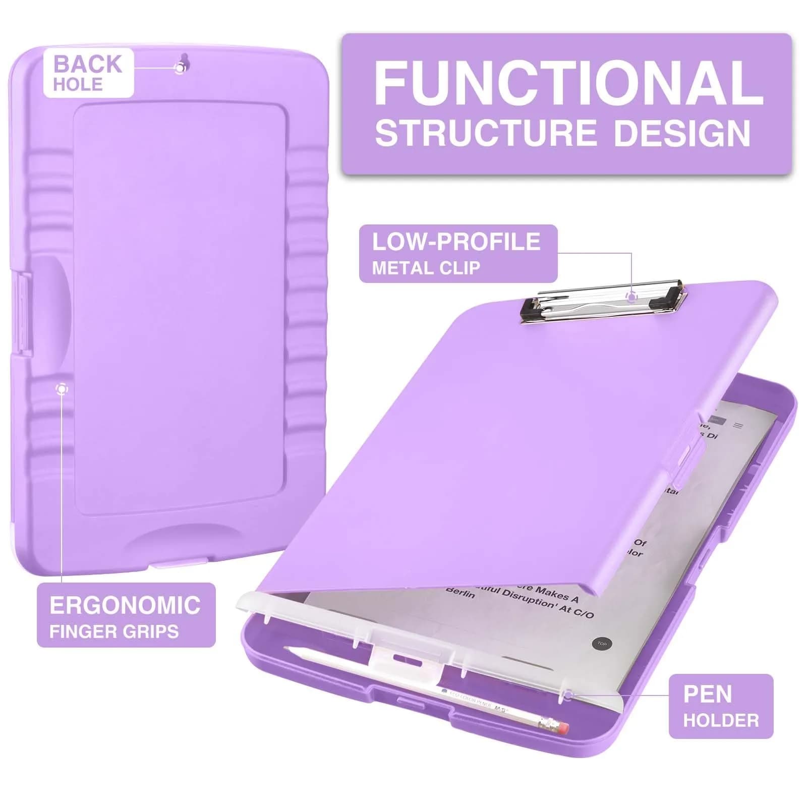 Sooez Storage Clipboard 34cm (13.4") Light Purple | High Capacity with Pen Holder for Students & Teachers - view 2