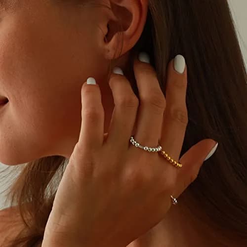 BLBLJERY Gold Fidget Anxiety Ring for Women, 925 Sterling Silver/Gold, Size 7 | Stress Relief Jewelry for Focus & Calm thumbnail 3
