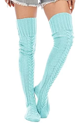 Leoparts Women's Cable Knitted Thigh High Boot Socks Extra Long Winter Stockings Over Knee Leg Warmers | Versatile, Cozy & Stylish (70-120 chars) thumbnail 2