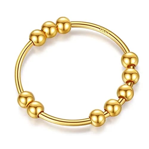 BLBLJERY Gold Fidget Anxiety Ring for Women, 925 Sterling Silver/Gold Size 6 | Stress Relief Jewelry for Anxiety thumbnail 1