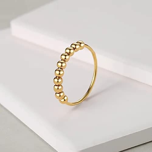 BLBLJERY Gold Fidget Anxiety Ring for Women, 925 Sterling Silver/Gold Size 6 | Stress Relief Jewelry for Anxiety thumbnail 2