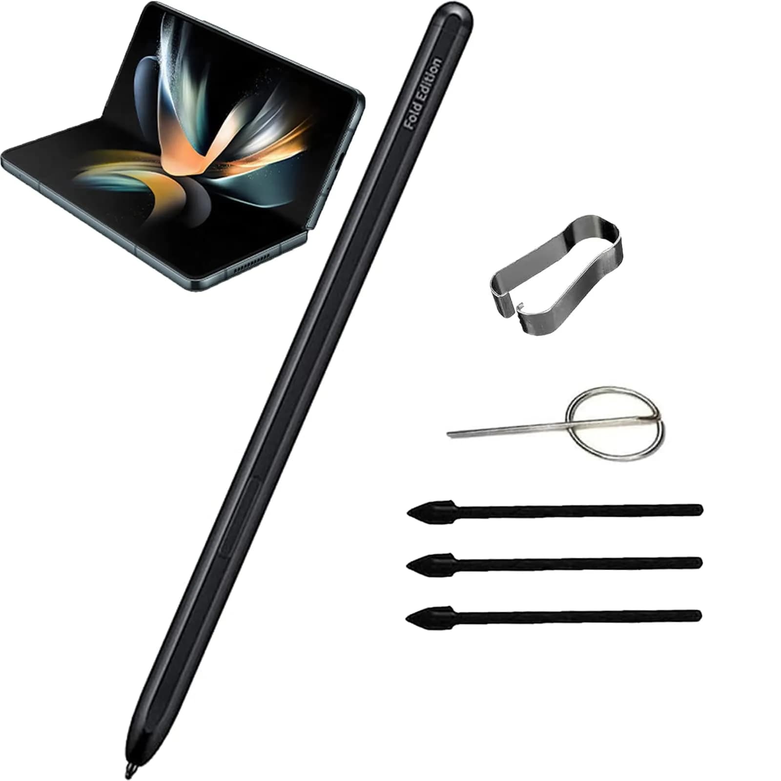 CaoXiong Galaxy Z Fold 4/3/5 S Pen Fold Edition for Samsung Galaxy Z Fold 3/4/5, EJ-PF946BBEGUS, with Replacement Tips/Nibs+Card Pin (Black) | 4096 Pressure Levels