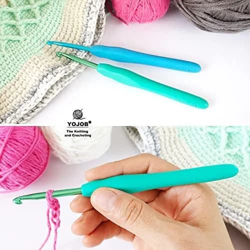 YOJOB Ergonomic Crochet Hooks Set (4mm, 4.5mm) | Smooth Aluminum Metal with Soft Grip thumbnail 4