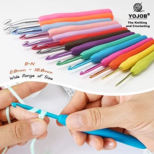 YOJOB Ergonomic Crochet Hooks Set (4mm, 4.5mm) | Smooth Aluminum Metal with Soft Grip thumbnail 5