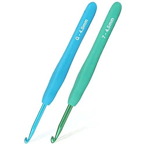 YOJOB Ergonomic Crochet Hooks Set (4mm, 4.5mm) | Smooth Aluminum Metal with Soft Grip thumbnail 1