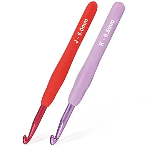 YOJOB Ergonomic Crochet Hooks Set (6mm, 6.5mm) | Smooth Aluminum for Beginners & Advanced thumbnail 1