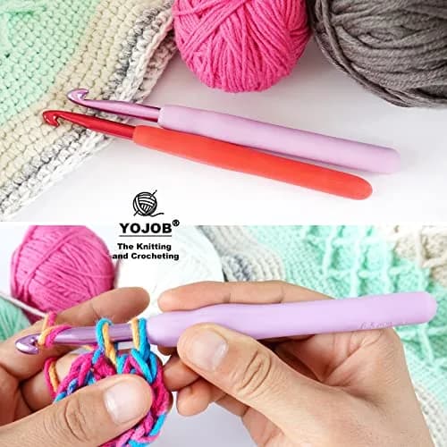 YOJOB Ergonomic Crochet Hooks Set (6mm, 6.5mm) | Smooth Aluminum for Beginners & Advanced thumbnail 4