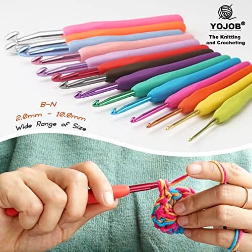 YOJOB Ergonomic Crochet Hooks Set (6mm, 6.5mm) | Smooth Aluminum for Beginners & Advanced thumbnail 5