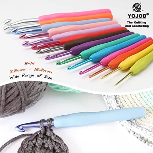 YOJOB Ergonomic Crochet Hooks Set (7mm, 8mm) | Smooth Aluminum Metal with Soft Grip thumbnail 5
