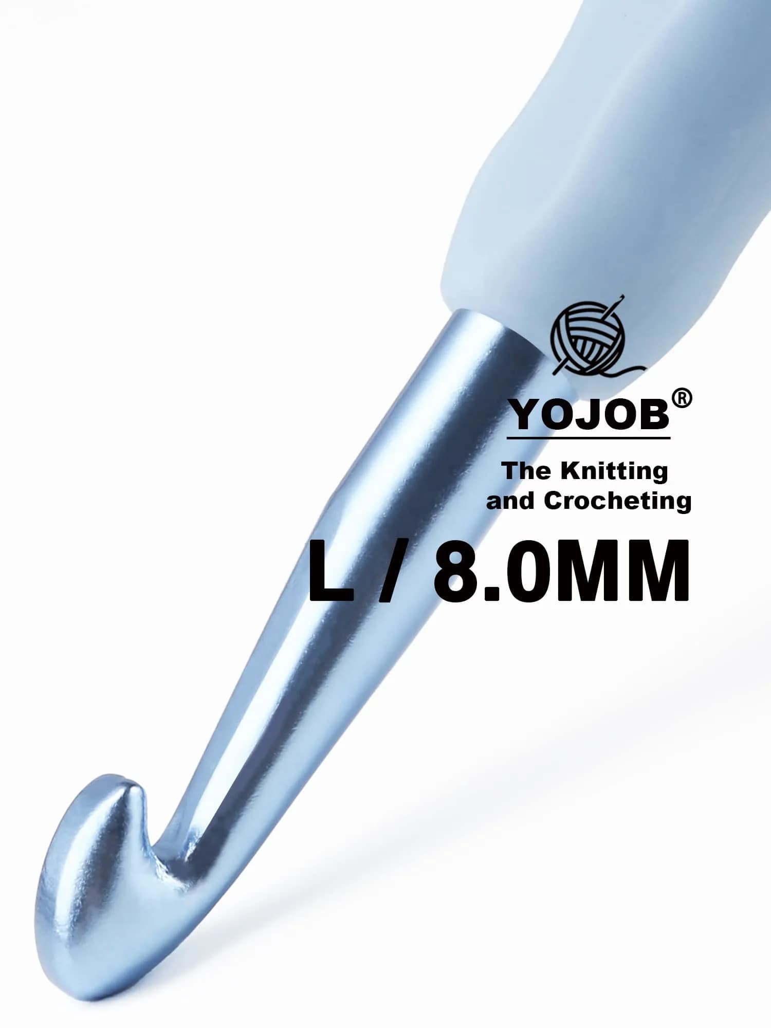 YOJOB Ergonomic Crochet Hooks Set (7mm, 8mm) | Smooth Aluminum Metal with Soft Grip - view 6