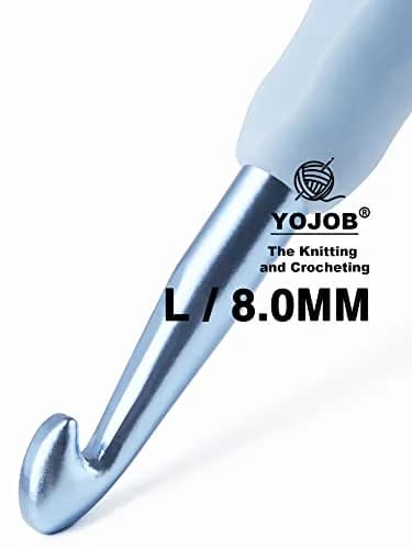 YOJOB Ergonomic Crochet Hooks Set (7mm, 8mm) | Smooth Aluminum Metal with Soft Grip thumbnail 6