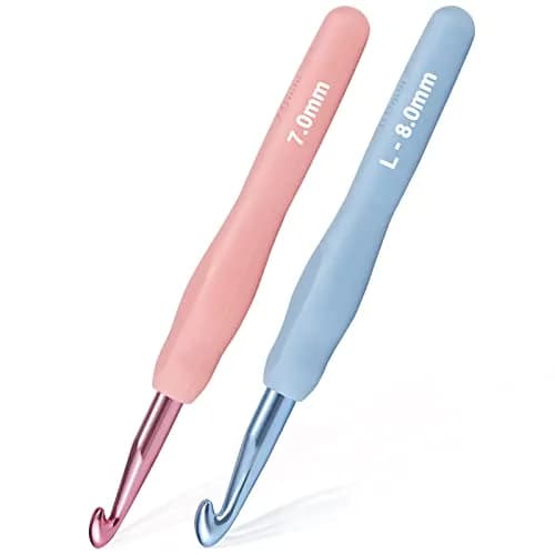 YOJOB Ergonomic Crochet Hooks Set (7mm, 8mm) | Smooth Aluminum Metal with Soft Grip thumbnail 1