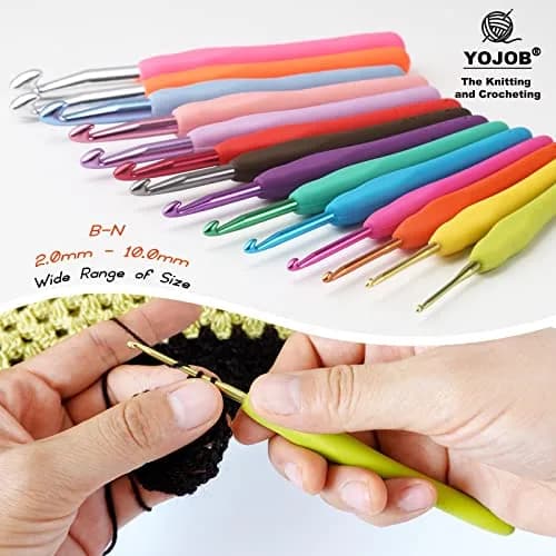 YOJOB Ergonomic Crochet Hooks 2mm (B) & 2.5mm (C) - Smooth Aluminum Metal Handle Set | Pack of 2 thumbnail 4