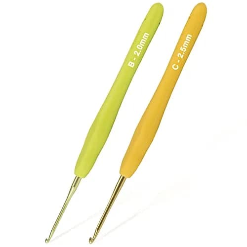 YOJOB Ergonomic Crochet Hooks 2mm (B) & 2.5mm (C) - Smooth Aluminum Metal Handle Set | Pack of 2 thumbnail 1