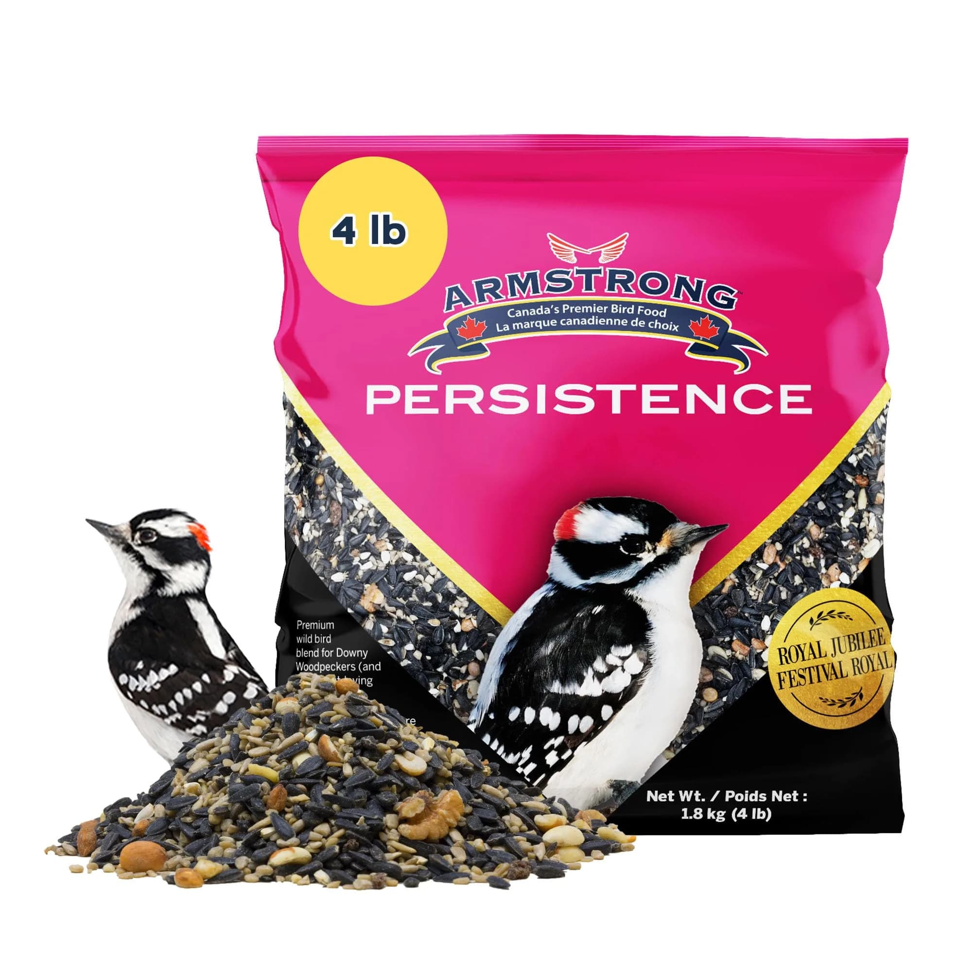 Armstrong Bird Food Royal Jubilee Persistence Blend, 4 Pounds | Premium Bird Seed for Nut & Fruit Lovers — 4lbs