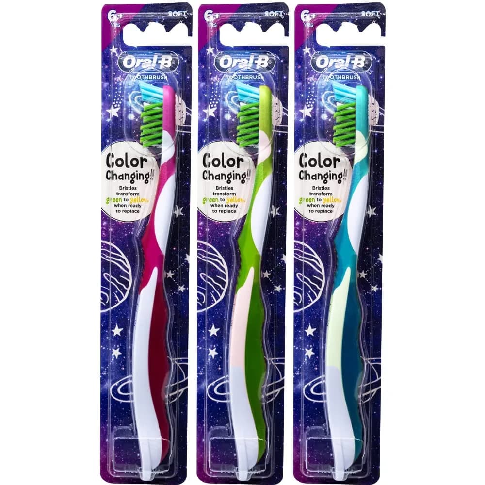 Oral-B Pro-Health Junior CrossAction Galaxy Toothbrush, Ages 6+, Soft - Pack of 3 | Dentist Recommended Manual Toothbrush thumbnail 1