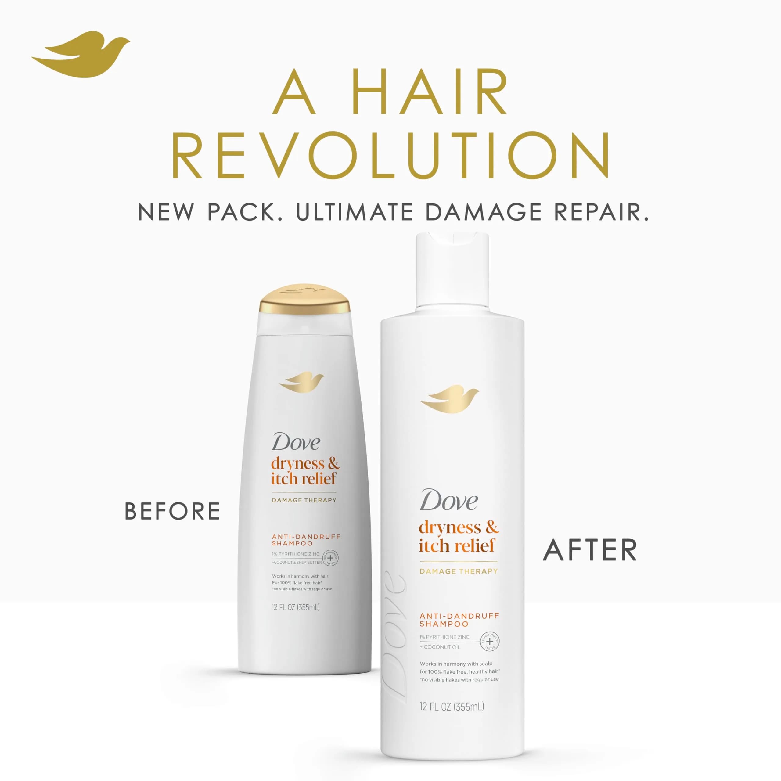 Dove Dryness & Itch Relief Shampoo 72 Fl Oz (2.13 L) Pack of 6 | Pyrithione Zinc & Coconut Oil for Flaky Scalp - view 4