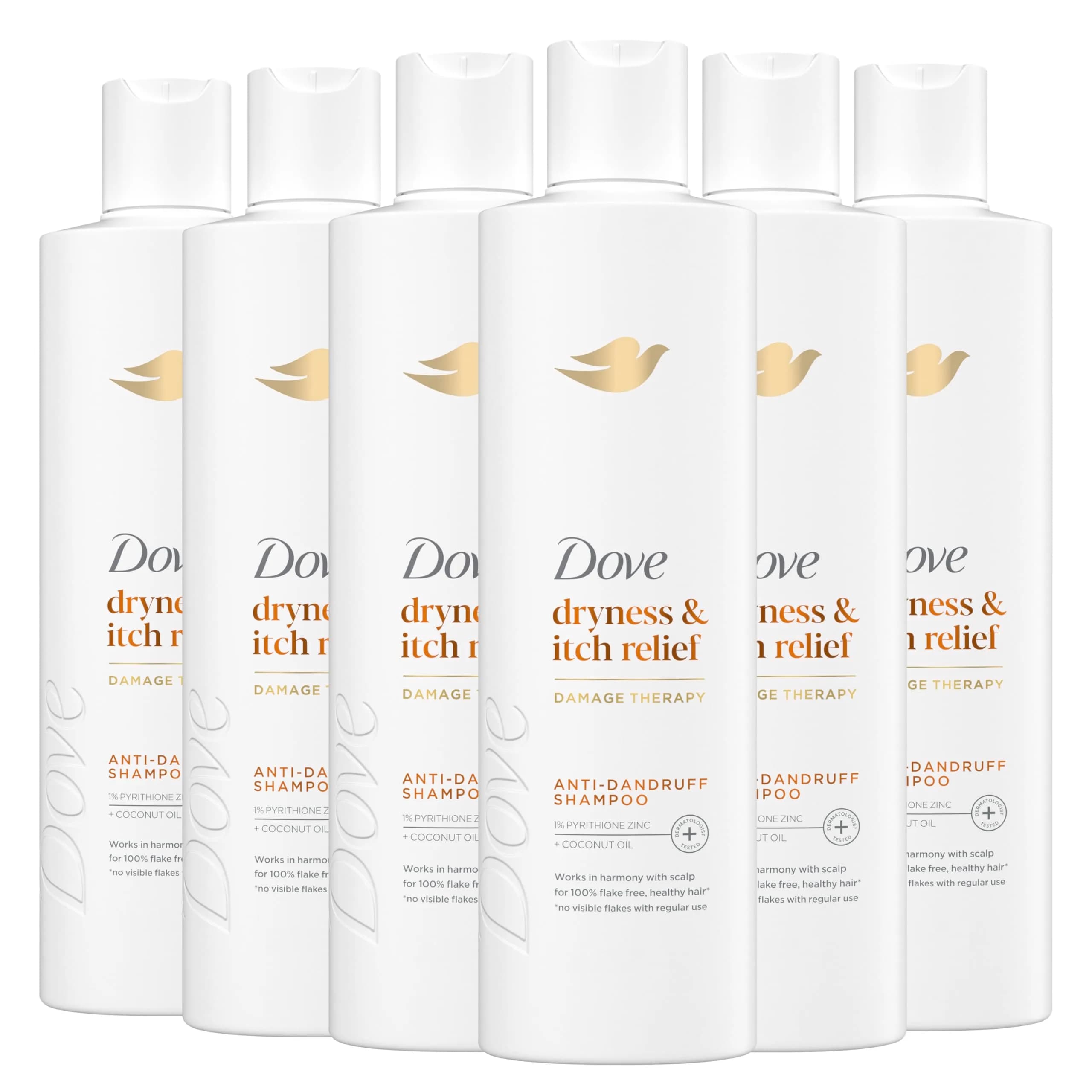 Dove Dryness & Itch Relief Shampoo 72 Fl Oz (2.13 L) Pack of 6 | Pyrithione Zinc & Coconut Oil for Flaky Scalp - main product image