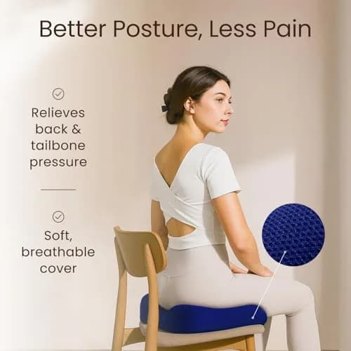 Sleepavo Office Chair Cushion, Seat Cushion for Tailbone Pain Relief Butt | Memory Foam, Navy Blue thumbnail 6