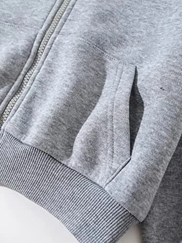 LOFAAC Women Fleece Full Zip Up Cropped Hoodie Sweatshirt 90s Long Sleeve Drawstring Hooded Crop Jacket Top (S,US,Women,Light Grey) | Casual Workout Style thumbnail 5