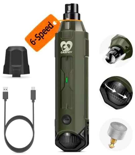 Casfuy Dog Nail Grinder 6-Speed Army Green | Super Quiet Rechargeable Pet Nail Trimmer thumbnail 1