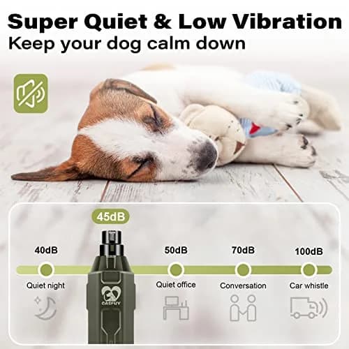 Casfuy Dog Nail Grinder 6-Speed Army Green | Super Quiet Rechargeable Pet Nail Trimmer thumbnail 4