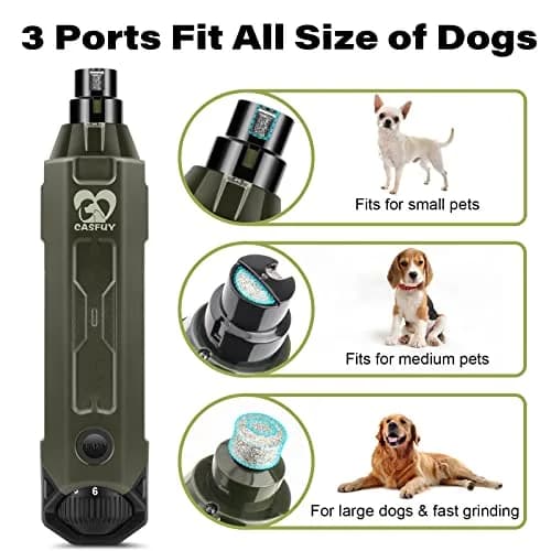 Casfuy Dog Nail Grinder 6-Speed Army Green | Super Quiet Rechargeable Pet Nail Trimmer thumbnail 5