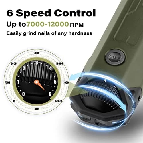 Casfuy Dog Nail Grinder 6-Speed Army Green | Super Quiet Rechargeable Pet Nail Trimmer thumbnail 2