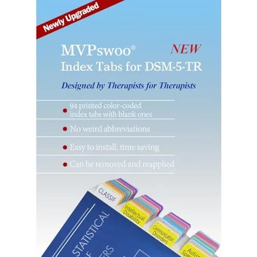 MVPswoo DSM-5-TR Index Tabs | Laminated, Page Numbers, 100 Tabs, Alignment Guide (110 characters) thumbnail 4