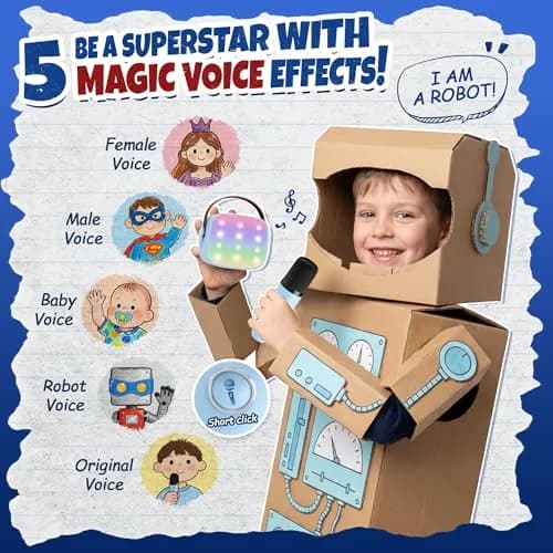 YLL Portable Karaoke Machine for Kids with 2 Wireless Microphones | Bluetooth Speaker for Ages 4-12+ thumbnail 4