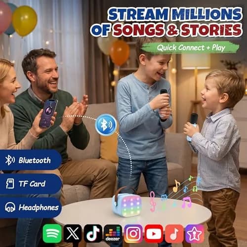YLL Portable Karaoke Machine for Kids with 2 Wireless Microphones | Bluetooth Speaker for Ages 4-12+ thumbnail 5