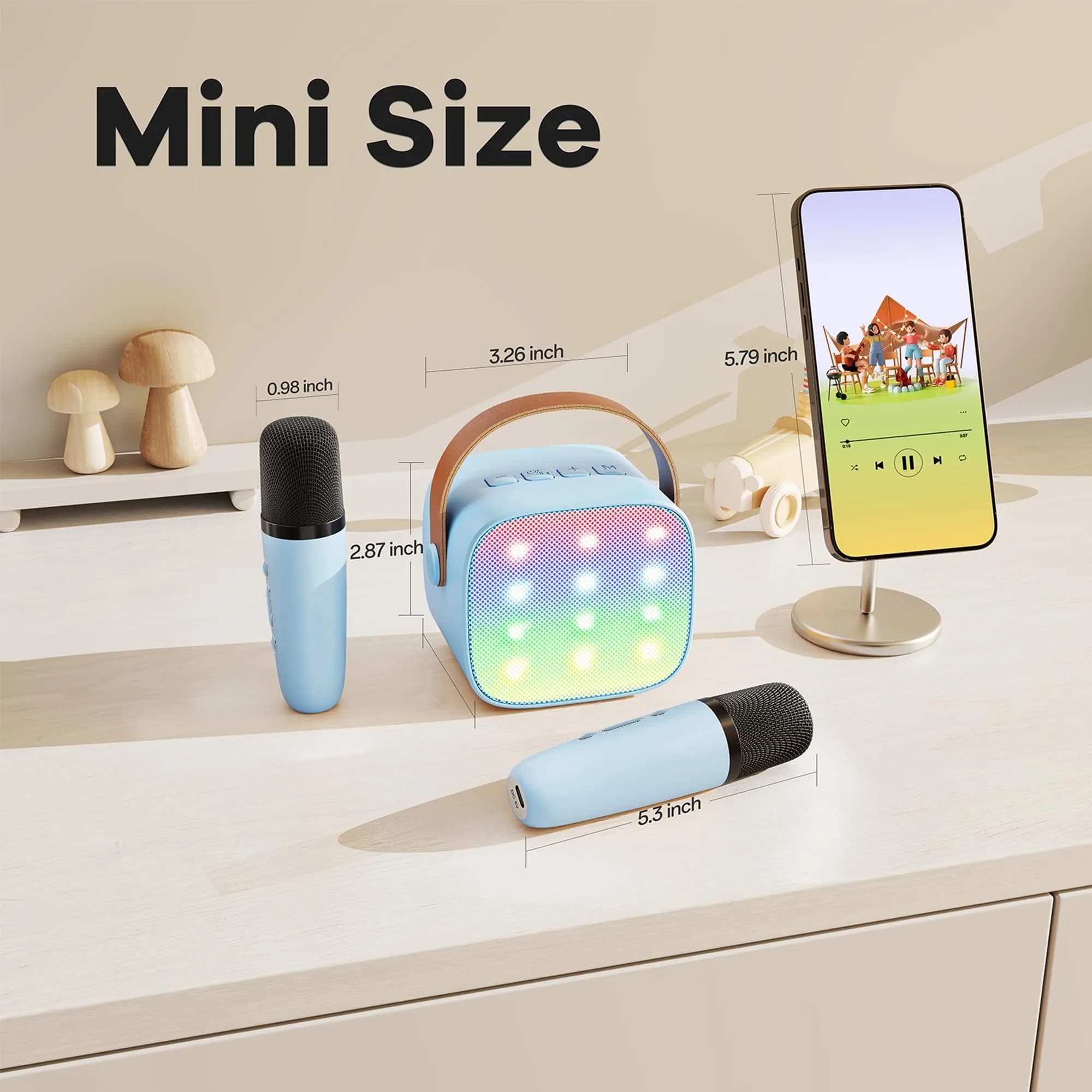 YLL Portable Karaoke Machine for Kids with 2 Wireless Microphones | Bluetooth Speaker for Ages 4-12+ - view 9