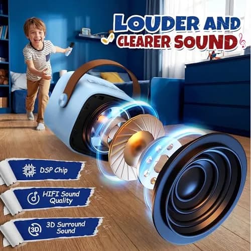 YLL Portable Karaoke Machine for Kids with 2 Wireless Microphones | Bluetooth Speaker for Ages 4-12+ thumbnail 3