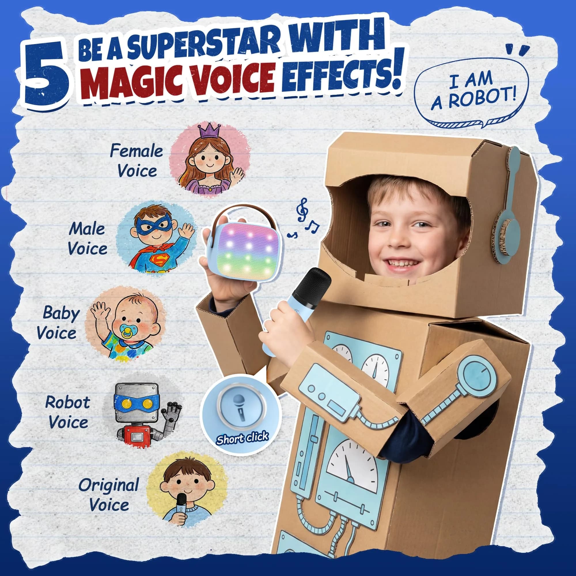 YLL Portable Karaoke Machine for Kids with 2 Wireless Microphones | Bluetooth Speaker for Ages 4-12+ - view 4
