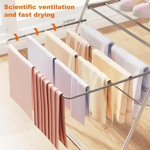 Bigzzia Clothes Drying Rack Foldable 2-Level Large Laundry Rack | Space-Saving, Adjustable, Rustproof thumbnail 5