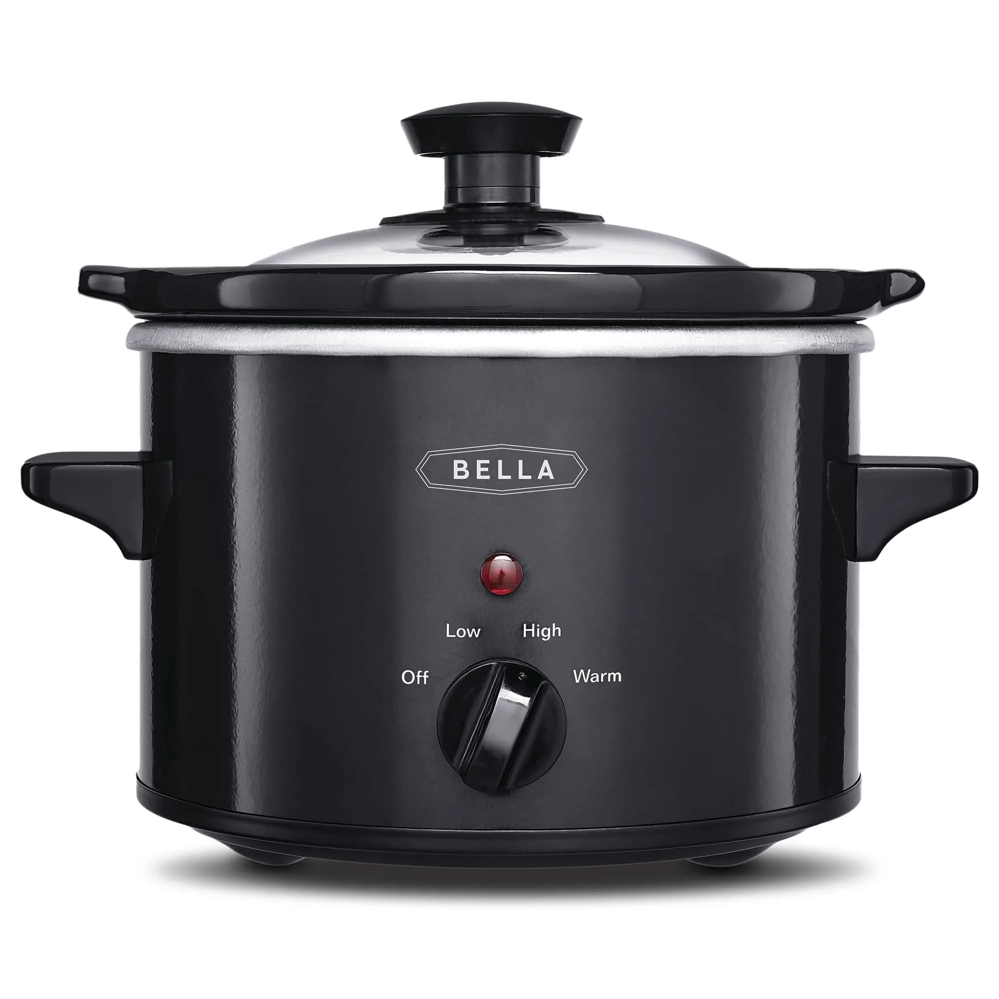 BELLA 1.5QT Slow Cooker | Non-Toxic Ceramic Coating, 3 Heat Settings, Black