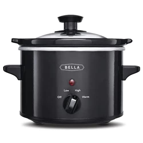 BELLA 1.5QT Slow Cooker | Non-Toxic Ceramic Coating, 3 Heat Settings, Black thumbnail 1