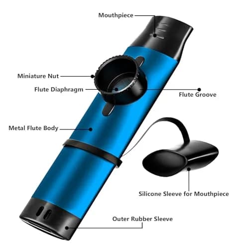 TianChunyue Metal Kazoo 5 Diaphragms | Adjustable Tone for Most Instruments (Blue) thumbnail 5