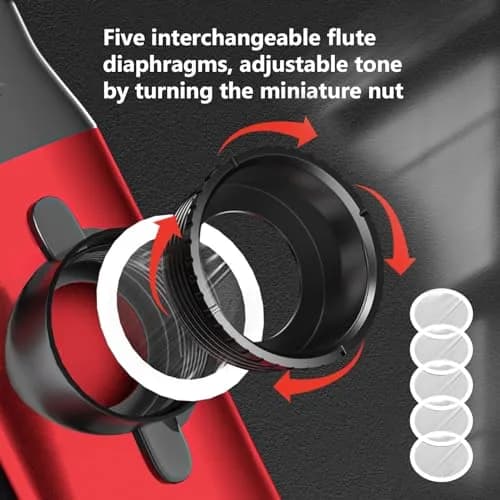 TianChunyue Metal Kazoo 5 Diaphragms | Adjustable Tone for Most Instruments (Red) thumbnail 2