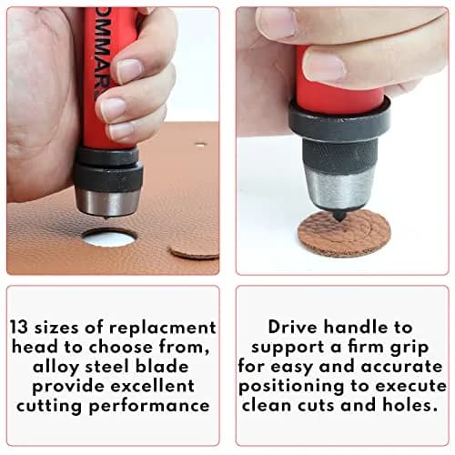 TOMMARS 14-Piece Hollow Punch Set 5-35 mm (3/16 to 1-3/8 Inch) | Heavy Duty Alloy Steel Gasket Cutter Kit thumbnail 5